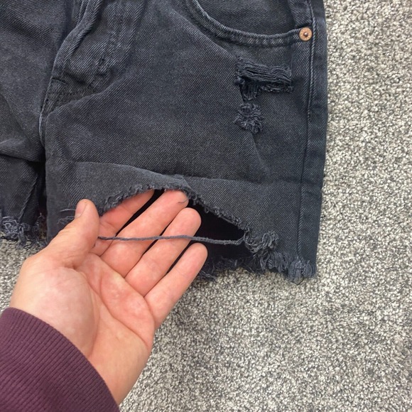 Aeropostale Shorts Womens 4 High Rise Cut-Off Distressed Button Fly jean cowgirl - Picture 5 of 12